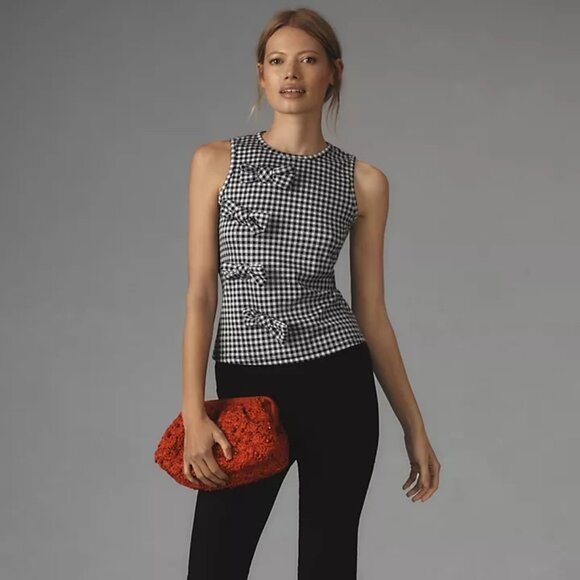 ANTHROPOLOGIE: Gingham Bow Tank - Picture 2 of 8